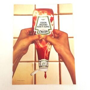 Vintage Heinz Ketchup Kitchen Decor Print Ad Y2K 2000 Promotional Advertisment